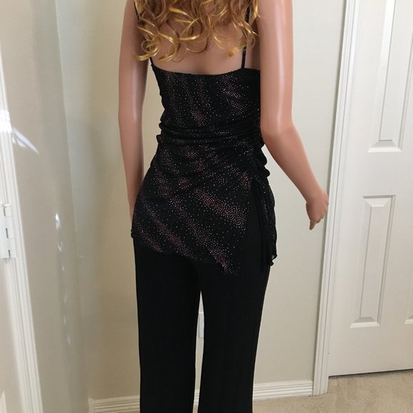 Rag Brand Dressy Black Jumpsuit With Sparkle Overlay - Picture 3 of 10